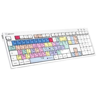 Logickeyboard Adobe Premiere Pro CC filaire Clavier allemand, QWERTZ blanc touches multimédia, hub USB, Touches à frappe