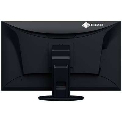 Un moniteur d'ordinateur noir vu de dos, avec un support et le logo 'EIZO' dans le coin supérieur droit.