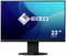 Un moniteur EIZO avec une diagonale d'écran de 57,2 cm (23 pouces) et un fond bleu affichant le logo de la marque.