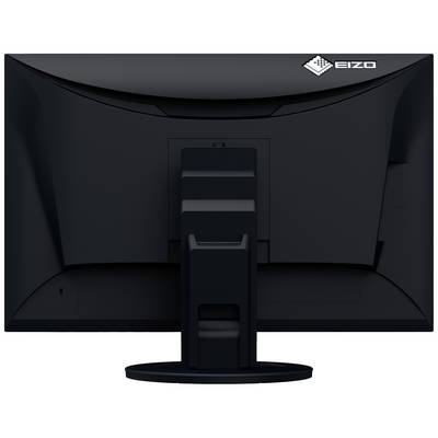 Vue arrière d'un moniteur noir avec un support pivotant et le logo du fabricant en haut à droite.