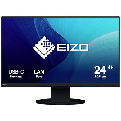 Un moniteur EIZO de 24 pouces avec station d'accueil USB-C et port LAN, diagonale d'écran de 60,5 cm.