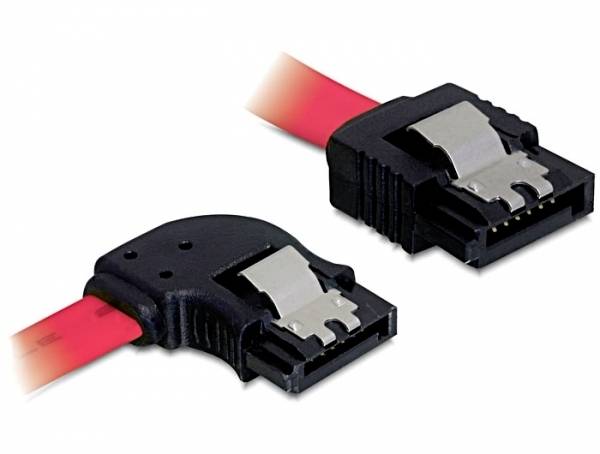 Deux câbles SATA rouges avec des connecteurs noirs, adaptés pour connecter des composants informatiques tels que des disques durs ou des SSD.