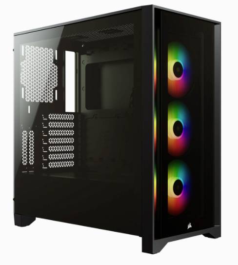 Corsair iCUE 4000X RGB, Midi Tower, PC, Noir, ATX, EATX, micro ATX, Mini-ITX, Plastique, Acier, Verre trempé, Gaming-1