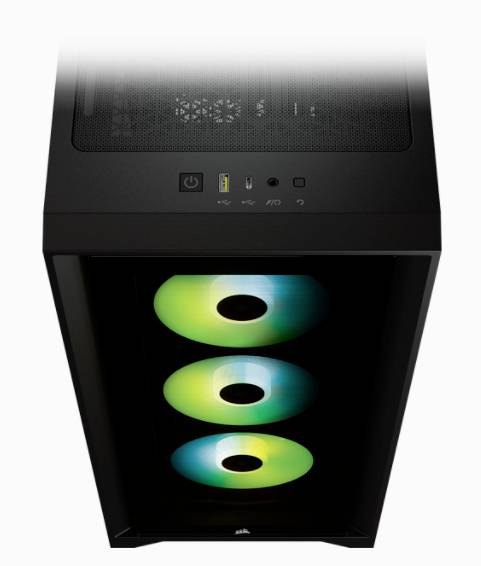Corsair iCUE 4000X RGB, Midi Tower, PC, Noir, ATX, EATX, micro ATX, Mini-ITX, Plastique, Acier, Verre trempé, Gaming-4