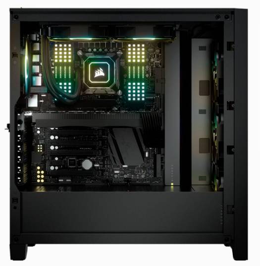 Corsair iCUE 4000X RGB, Midi Tower, PC, Noir, ATX, EATX, micro ATX, Mini-ITX, Plastique, Acier, Verre trempé, Gaming-5