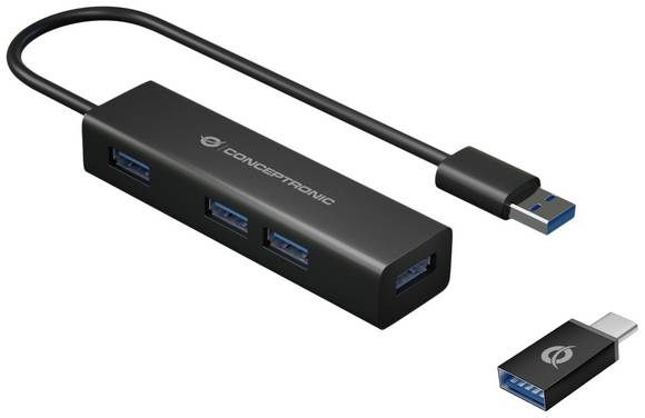 Conceptronic HUBBIES06B Hub USB 4 ports USB-A USB 3.1 Gen1 5 GBit/s  noir HUBBIES06B