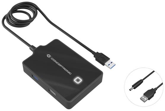 Conceptronic HUBBIES10B Hub USB 4 ports USB-A USB 3.1 Gen1 5 GBit/s  noir HUBBIES10B