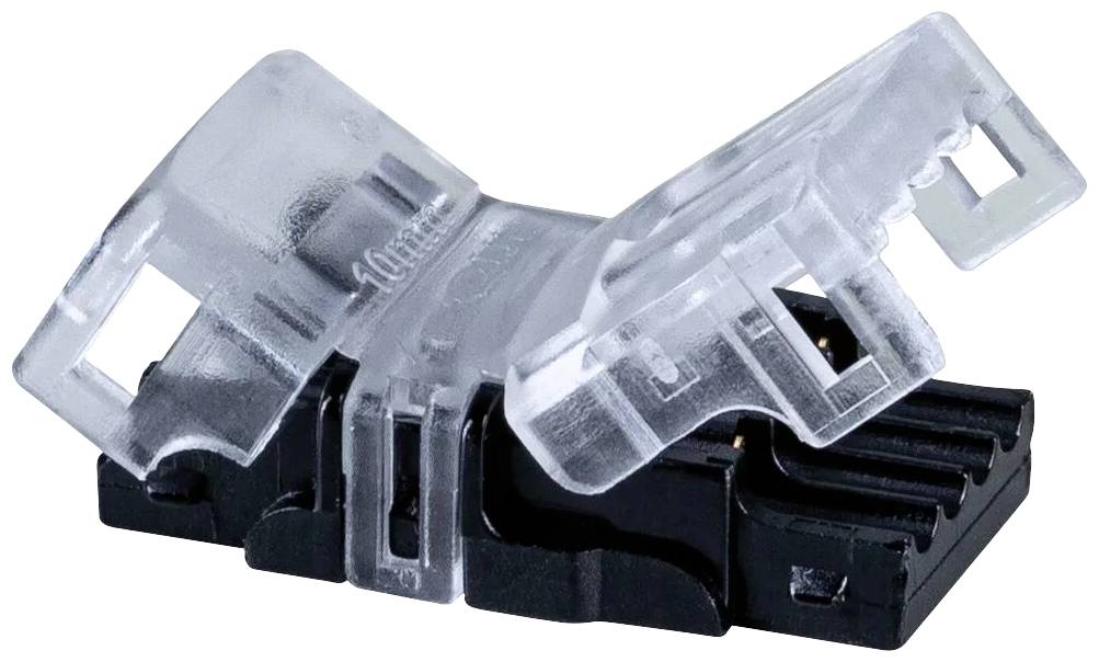 Connecteurs à bornes en plastique transparents avec base noire, ouverts, montrant les bornes pour connexions de fils électriques.