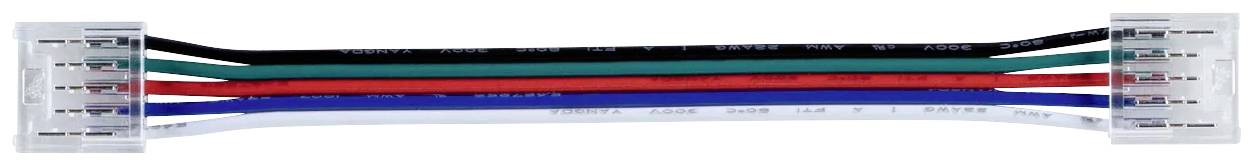 Un faisceau de câbles comprenant cinq conducteurs de couleurs différentes : Noir, Vert, Rouge, Bleu et Blanc, munis de connecteurs à chaque extrémité.