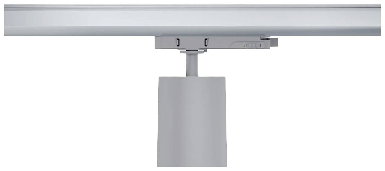 Un projecteur LED sur rail moderne et argenté, adapté pour mettre en valeur certaines zones à l'intérieur.