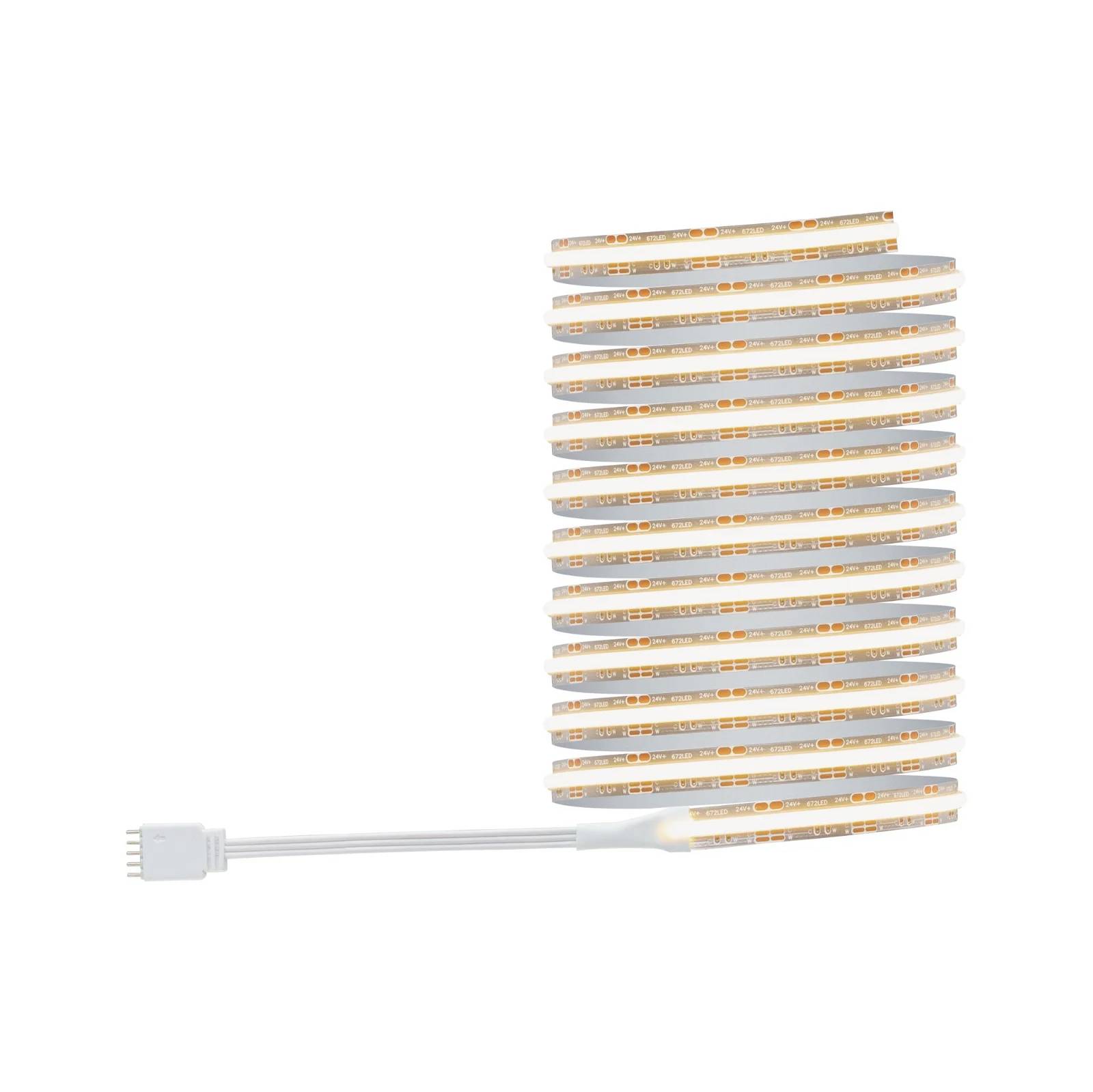Bande lumineuse LED enroulée, avec un câble de connexion à gauche. Adaptée à l'éclairage flexible dans différents environnements.