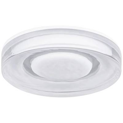 Un plafonnier rond au design épuré et moderne, en argent et blanc. Adapté à l'éclairage intérieur.