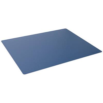 Sous-main bleu en plastique rectangulaire, lisse et sobre, idéal pour protéger la surface de la table.