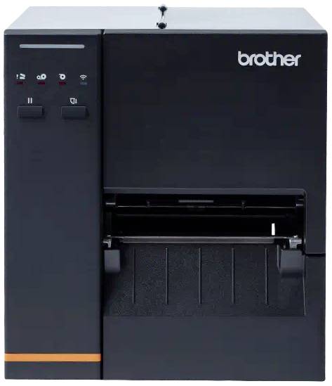 Une imprimante noire de la marque Brother au design épuré. Elle possède des touches et des voyants sur le côté gauche et un bac d'alimentation papier.