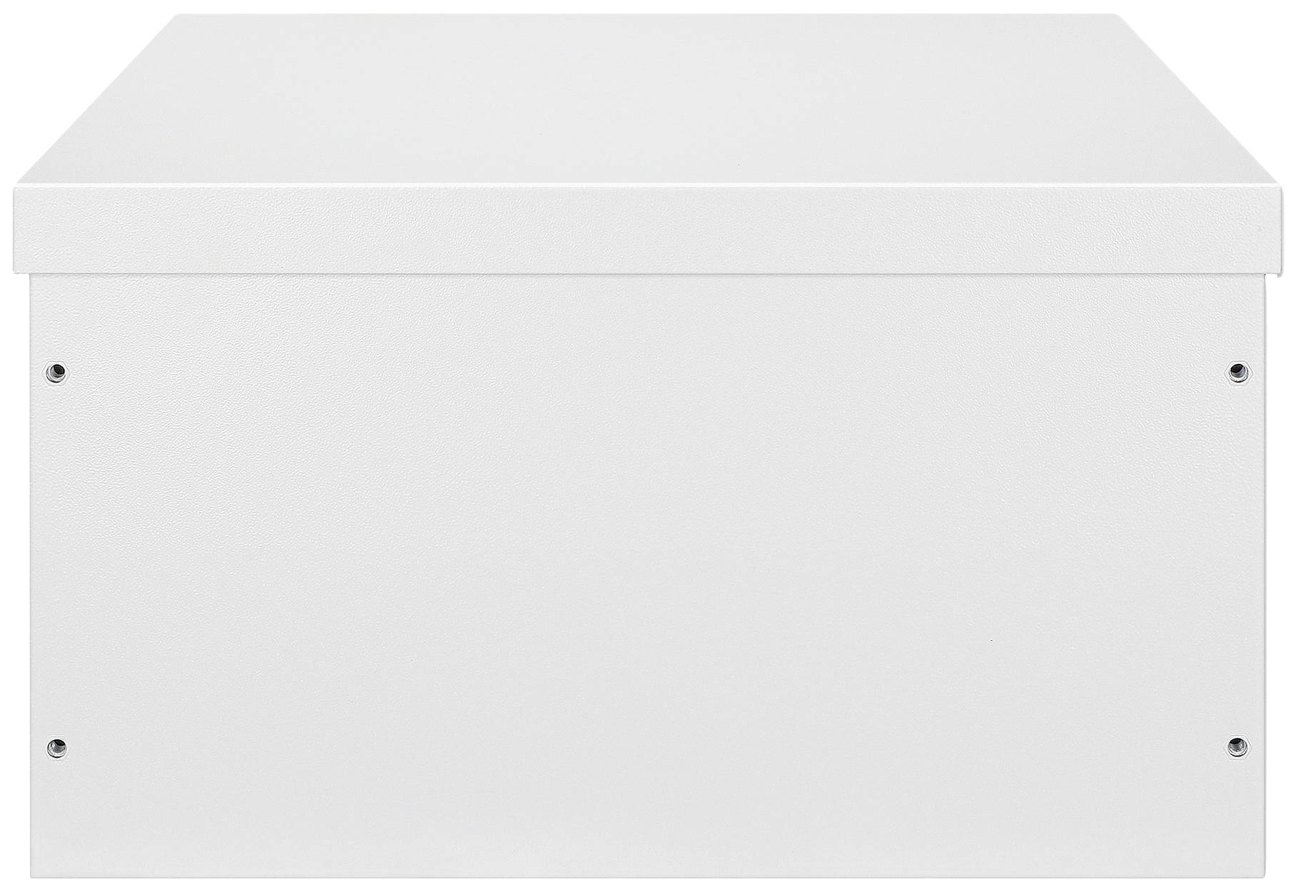 Boîte blanche rectangulaire, fermée, sans marques ni inscriptions visibles.