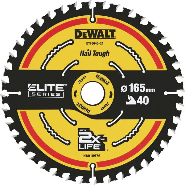 DEWALT DEWALT - Extreme DeWALT - Kreissägeblatt - 165 mm - 40 DT10640-QZ Lame de scie circulaire 165 x 20 x 1 mm Nombre de dents: 40 1 pc(s)