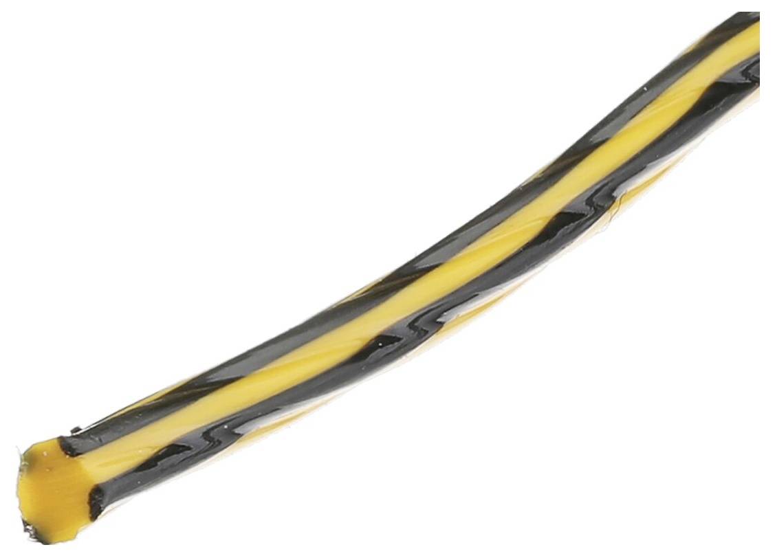 Une barre de réglisse noire avec un remplissage jaune, légèrement bombée et brillante, sur un fond blanc.
