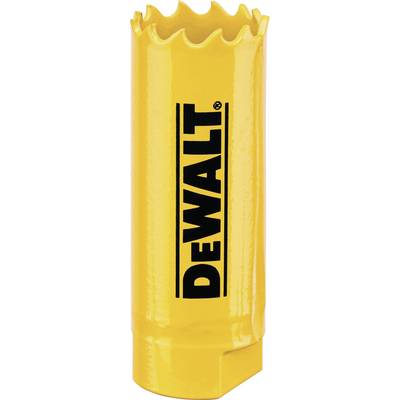 Lame de scie cloche jaune avec logo noir 'DeWalt', bord dentelé pour le perçage.