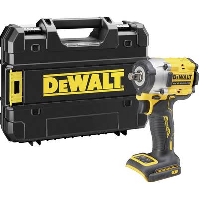 Un visseuse à chocs jaune DeWalt à côté d'un coffret noir DeWalt. Idéal pour les travaux de construction ou de bricolage.