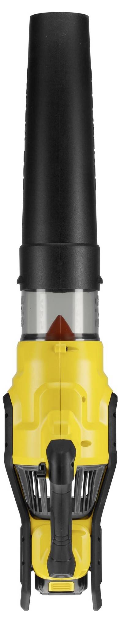 Un outil jaune et noir avec un embout long et étroit, et une poignée mécanique à l'extrémité inférieure.