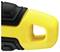 Une poignée d'outil aux couleurs jaune et noire, avec un design ergonomique et une ouverture de fixation.