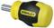 Poignée d'un porte-embout vissable de la marque Stanley, noir et jaune, design ergonomique.