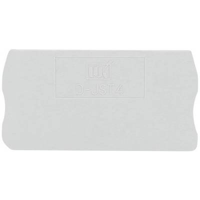 Étiquette en plastique grise portant l'inscription en relief 'D-JST4' et un logo au-dessus.