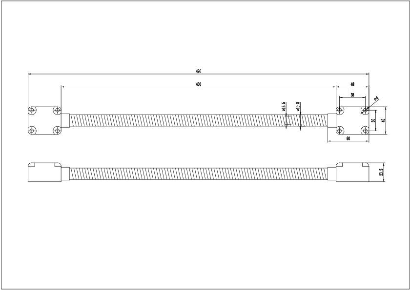 Dessin technique d'un goujon fileté avec dimensions en millimètres. Présente des vues en coupe longitudinale et transversale avec des dimensions détaillées.