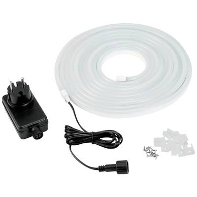 Ensemble de bandes lumineuses LED avec bloc d'alimentation, câble, attaches de fixation et vis. Idéal pour l'éclairage décoratif intérieur.