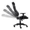 Une chaise de bureau noire avec un dossier réglable illustré à différents angles d'inclinaison.