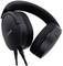 Un casque noir circumauriculaire avec rembourrage et câble, vu de côté avec la marque Trust, montrant un régulateur de volume et une prise de microphone.