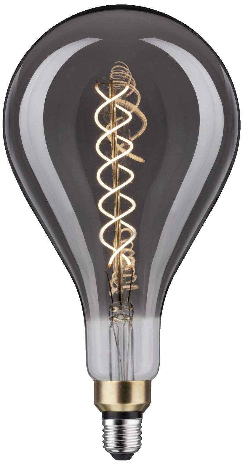 Une grande ampoule décorative avec un filament spiralé visible et un verre noir.