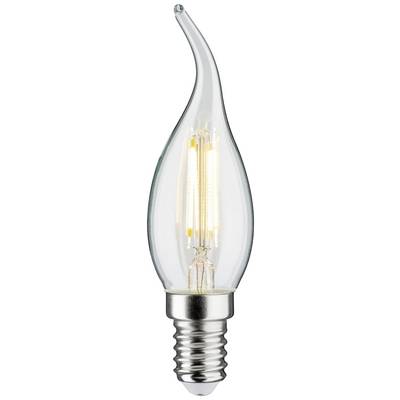 Une ampoule LED en forme de goutte avec culot à vis Edison. Les filaments sont visibles et émettent une lumière blanc chaud.