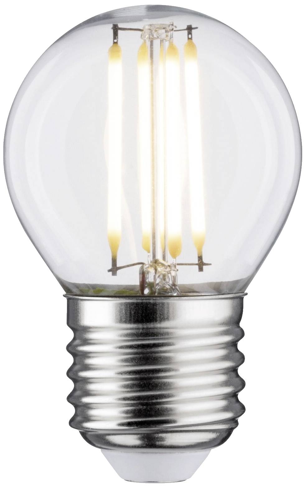Une ampoule transparente avec des filaments apparents et un support métallique, lumineuse, représente l'énergie et l'innovation.
