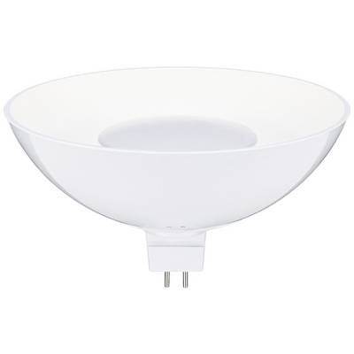 Un insert LED en forme de coquille, blanc, avec un culot GU-5.3, adapté aux luminaires encastrés au plafond, offrant un éclairage focalisé et un design moderne.