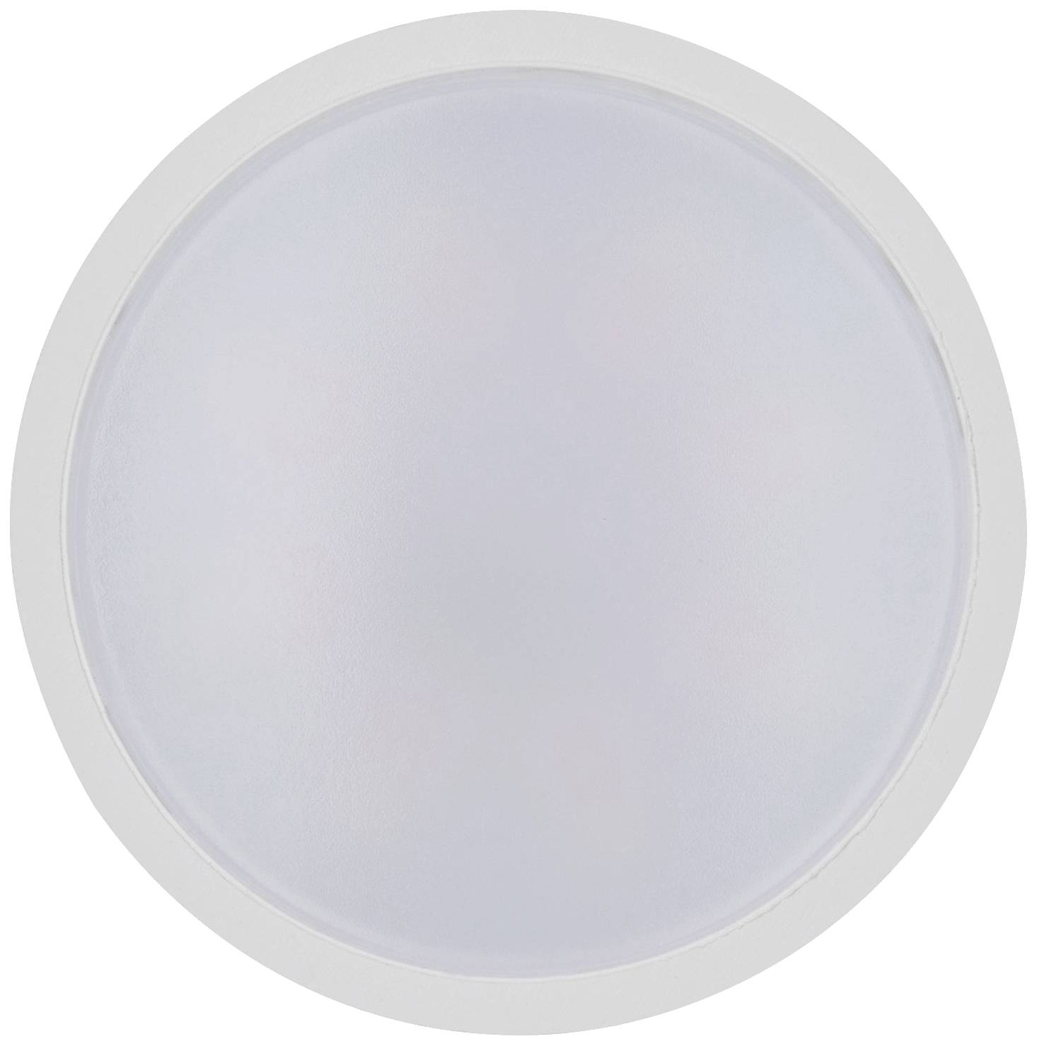 Un plafonnier rond blanc avec un verre dépoli, diffusant une lumière uniforme. Idéal pour un éclairage homogène de la pièce.