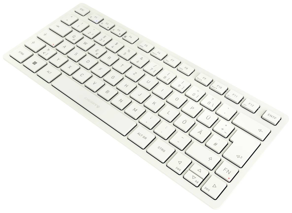 CHERRY KW 7100 MINI BT Bluetooth Clavier allemand, QWERTZ blanc Touches à frappe silencieuse, fonction Multipair