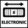 Symbole d'un compteur numérique avec des flèches dans deux directions et le chiffre 6, avec le texte 'Electronic' en dessous.