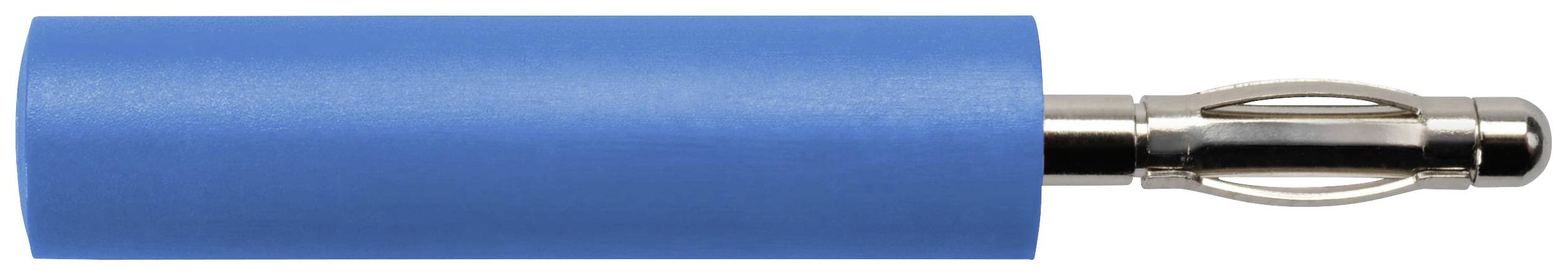 Un cylindre bleu avec une extrémité métallique qui ressemble à un raccord.