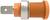 Un composant cylindrique orange avec un filetage métallique et une bride, probablement un raccordement électrique ou un interrupteur.