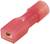 Connecteur de câble isolé rouge, de forme cylindrique, montrant l'ouverture pour la connexion du câble, accessoire électronique typique.