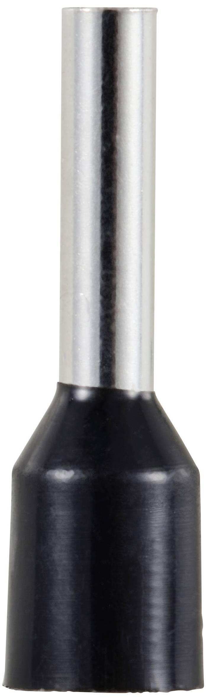 Un cosses de câble noir et argent avec ouverture isolée, destiné à assurer une connexion sûre entre des fils dans les installations électriques.