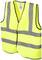 Gilet jaune de signalisation avec deux bandes réfléchissantes traversant la poitrine et la taille. Idéal pour la sécurité routière.