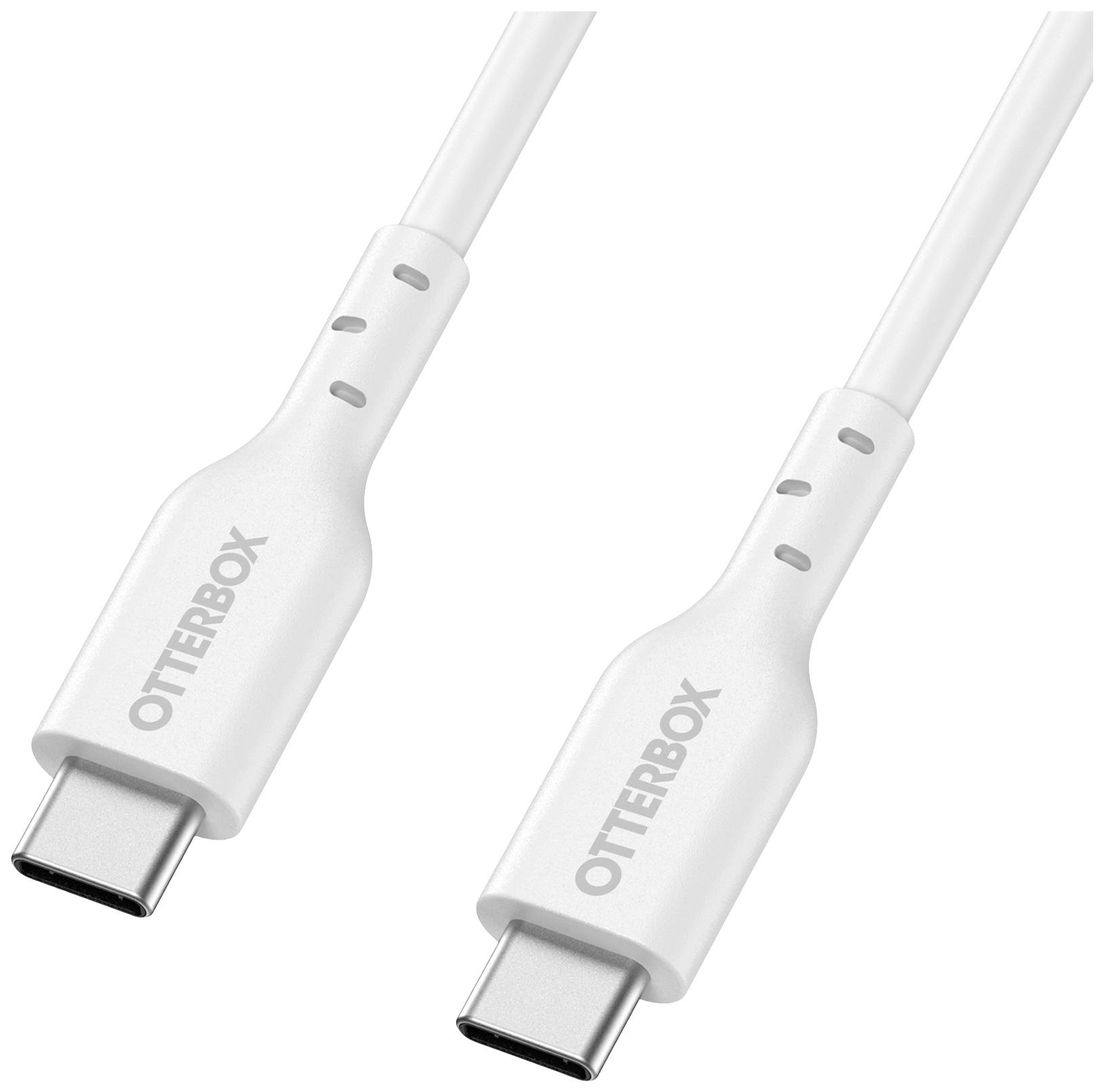 Câble USB-C blanc d'Otterbox avec connecteurs des deux côtés.