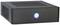 Un mini-PC compact noir avec un bouton lumineux bleu sur la façade, adapté aux applications nécessitant peu d'espace.
