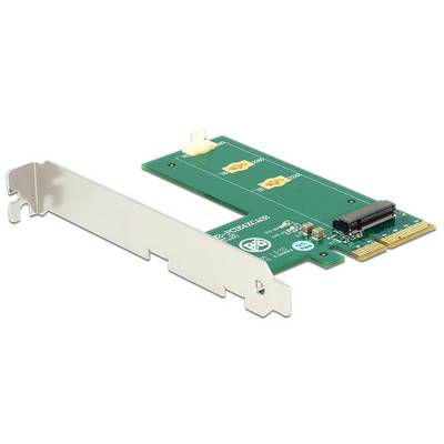 Une carte d'extension verte pour ordinateur avec connecteur PCIe, située à gauche de l'image ; destinée à être installée dans un boîtier d'ordinateur.