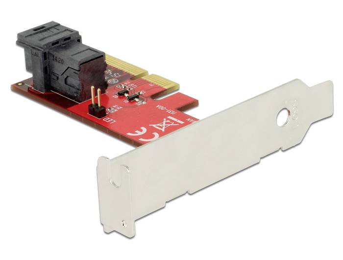 Carte PCI-Express rouge avec port eSATA et équerre métallique, adaptée aux extensions informatiques et aux connexions rapides.