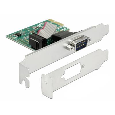 Carte PCI Express avec port série, carte de circuit imprimé verte, plaque de support métallique avec connecteur D-Sub 9 broches, adaptée à l'extension d'ordinateur.