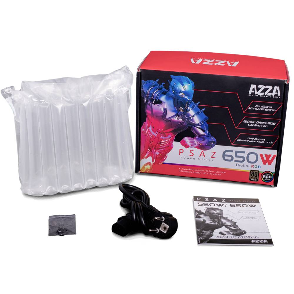 Azza PSAZ-650W(ARGB), 650 W, 200 - 240 V, 47 - 53 Hz, 100 W, 576 W, 100 W-3