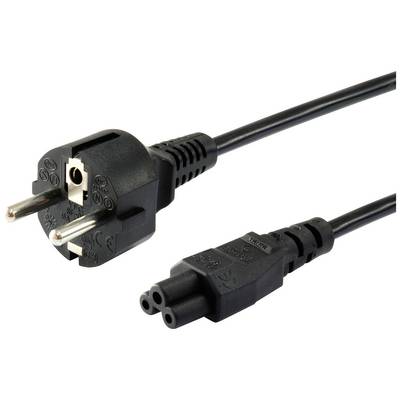 Câble d'alimentation avec fiche Schuko et connecteur C5, adapté aux appareils électriques tels que les ordinateurs portables dans les régions utilisant le système de prise européen.